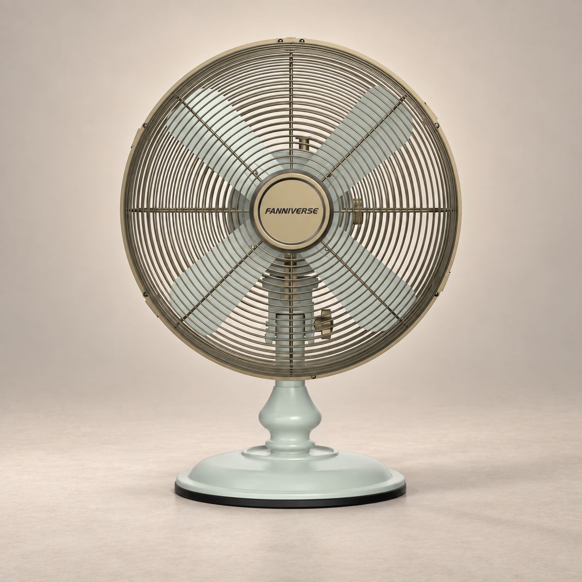12" Retro Table Fan with Sculpted Pedestal Base