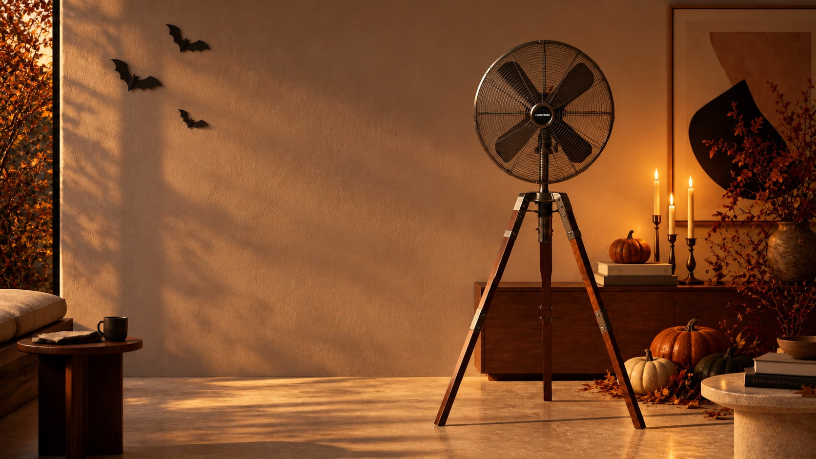 FANNIVERSE Art tripod floor fan in a warm, considered living space
